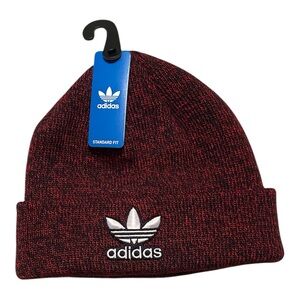 Men’s Adidas Red and Dark Brown Knit Beanie